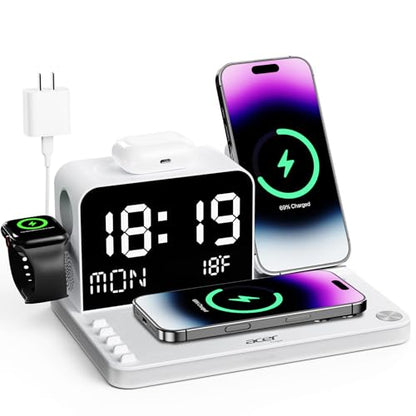 Veylora™ 7-in-1 Wireless Charging Station for iPhone 18/17/16/15/14/13 Series, Apple Watch & AirPods – Bluetooth TimeSync,