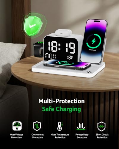 Veylora™ 7-in-1 Wireless Charging Station for iPhone 18/17/16/15/14/13 Series, Apple Watch & AirPods – Bluetooth TimeSync,