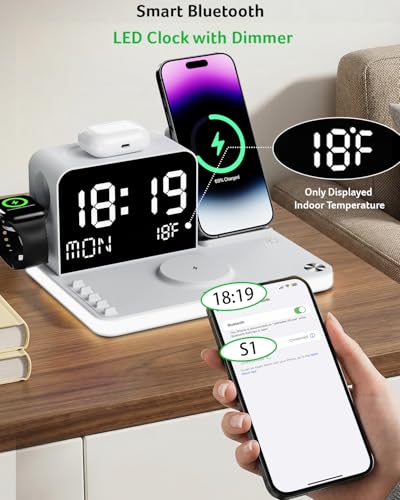 Veylora™ 7-in-1 Wireless Charging Station for iPhone 18/17/16/15/14/13 Series, Apple Watch & AirPods – Bluetooth TimeSync,