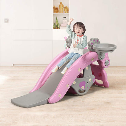 Nuvibee 5-in-1 Toddler Playset – Indoor & Outdoor Slide, Climber, Basketball Hoop & Rocking Fun